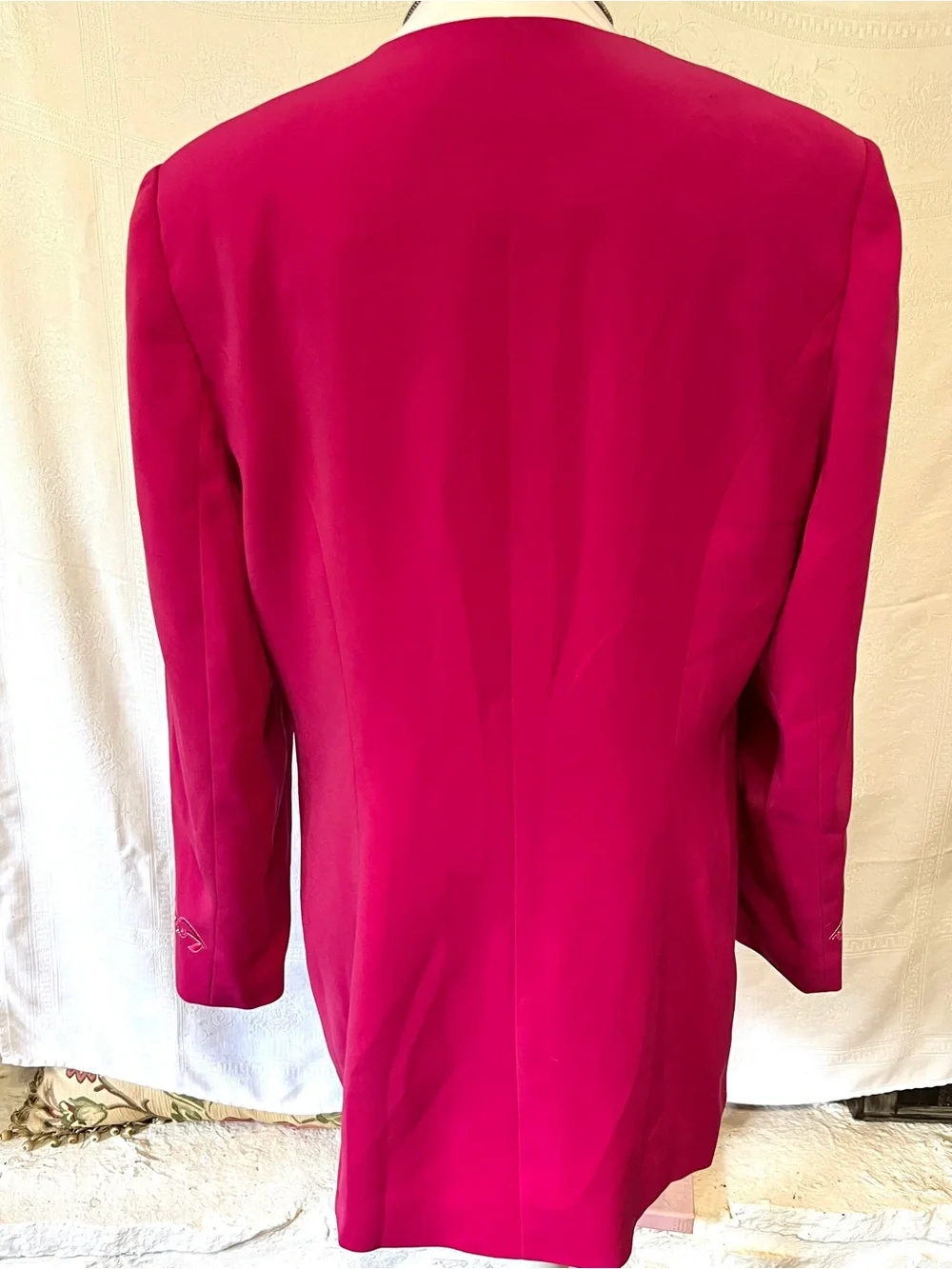 Vintage Psalm:CIV Women’s Fuchsia Embroidered Open-Front Jacket Size 16 - Picture 2 of 10